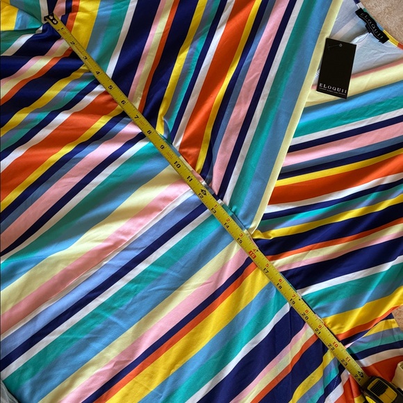 ELOQUII Dress, bold Multicolor Stripes, tie waistband, mid calf. Size 24. NWT - Picture 14 of 17